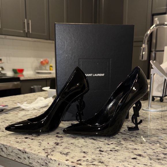 Authentic Saint Laurent Glossy Black Heels - Picture 1 of 4